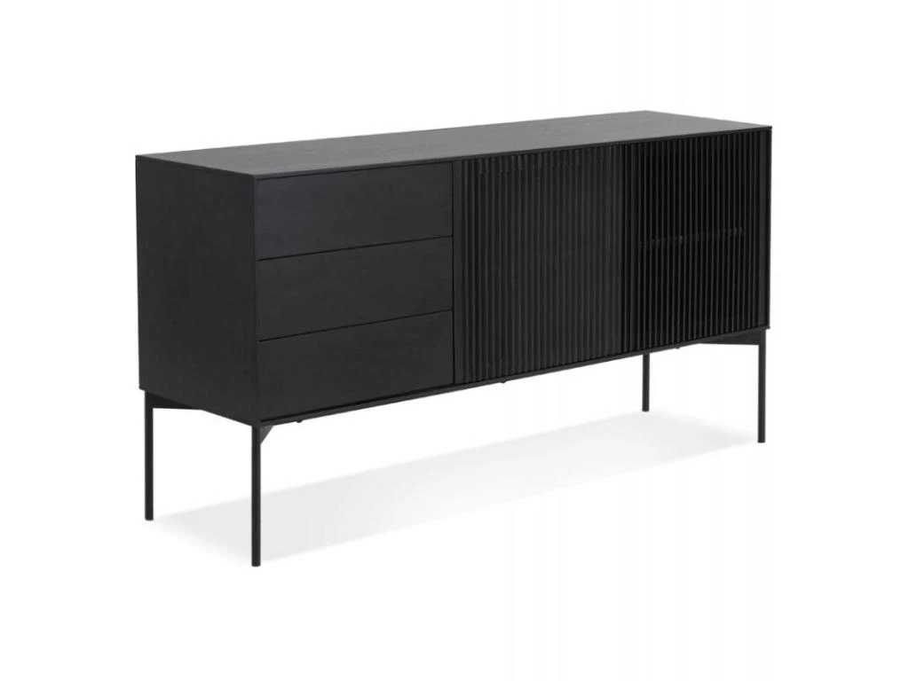 Buffet 3 Tiroirs & 2 Portes Design "Lasco" 160cm Noir 1 Buffet 3 Tiroirs & 2 Portes Design "Lasco" 160cm Noir
