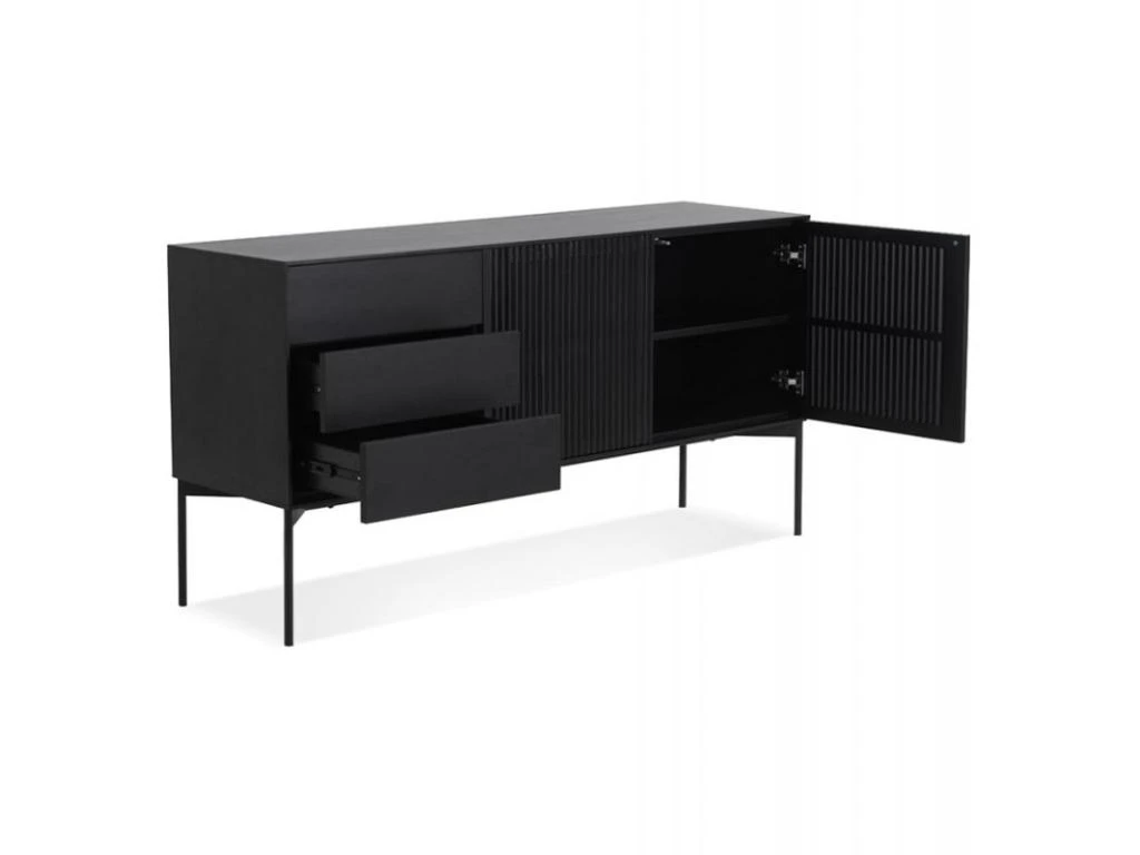 Buffet 3 Tiroirs & 2 Portes Design "Lasco" 160cm Noir 2 Buffet 3 Tiroirs & 2 Portes Design "Lasco" 160cm Noir – Image 2