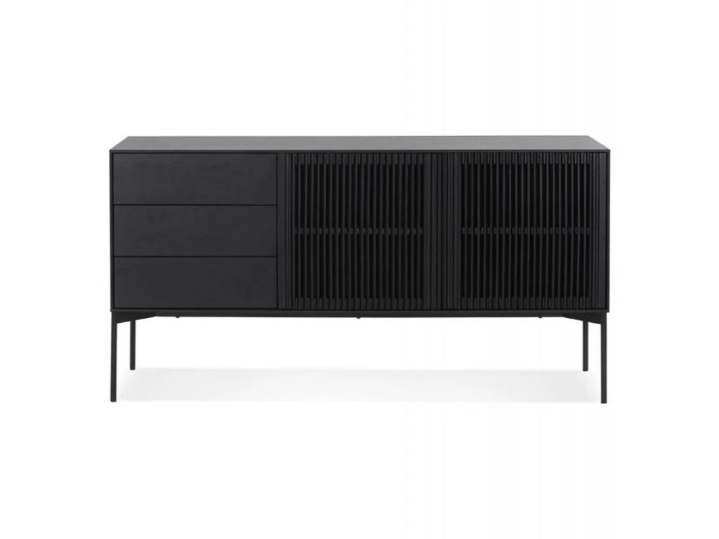 Buffet 3 Tiroirs & 2 Portes Design "Lasco" 160cm Noir 3 Buffet 3 Tiroirs & 2 Portes Design "Lasco" 160cm Noir – Image 3