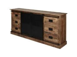 Bahut 2 Portes En Bois "Minga" 200cm Noir & Marron -Mobilier De Restaurant buffet 19091947