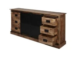 Bahut 2 Portes En Bois "Minga" 200cm Noir & Marron -Mobilier De Restaurant buffet 19091949