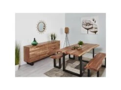 Bahut 4 Portes En Bois "Rabo" 200cm Marron & Noir -Mobilier De Restaurant buffet 19092169