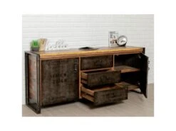 Buffet En Teck Industriel "Loft" 190cm Marron -Mobilier De Restaurant buffet 19092269