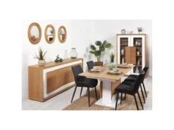 Bahut 3 Portes En Bois "Binka" 210cm Chêne & Blanc -Mobilier De Restaurant buffet 19092423