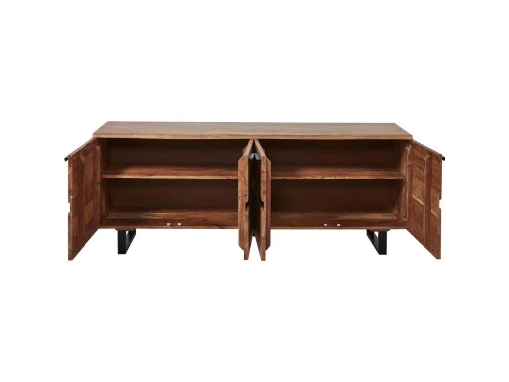 Buffet 4 Portes En Bois "Malo" 200cm Marron 2 Buffet 4 Portes En Bois "Malo" 200cm Marron – Image 2