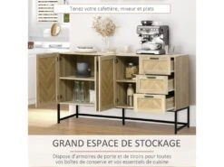 Buffet Motif Chevron JOHN Bois Et Noir -Mobilier De Restaurant buffet 19194109