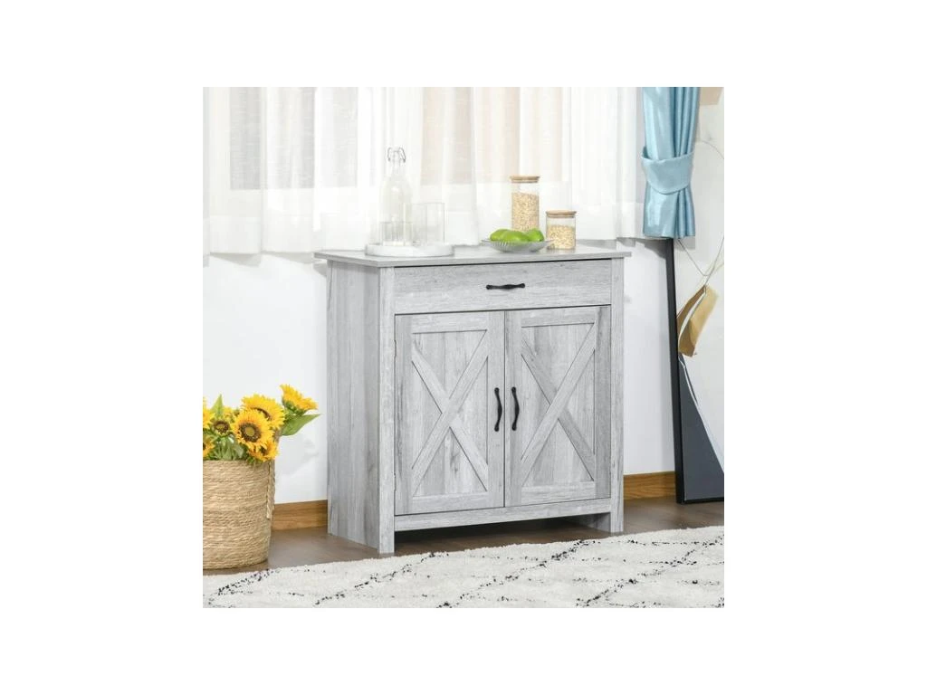 Buffet 2 Portes MARY Gris Clair 2 Buffet 2 Portes MARY Gris Clair – Image 2
