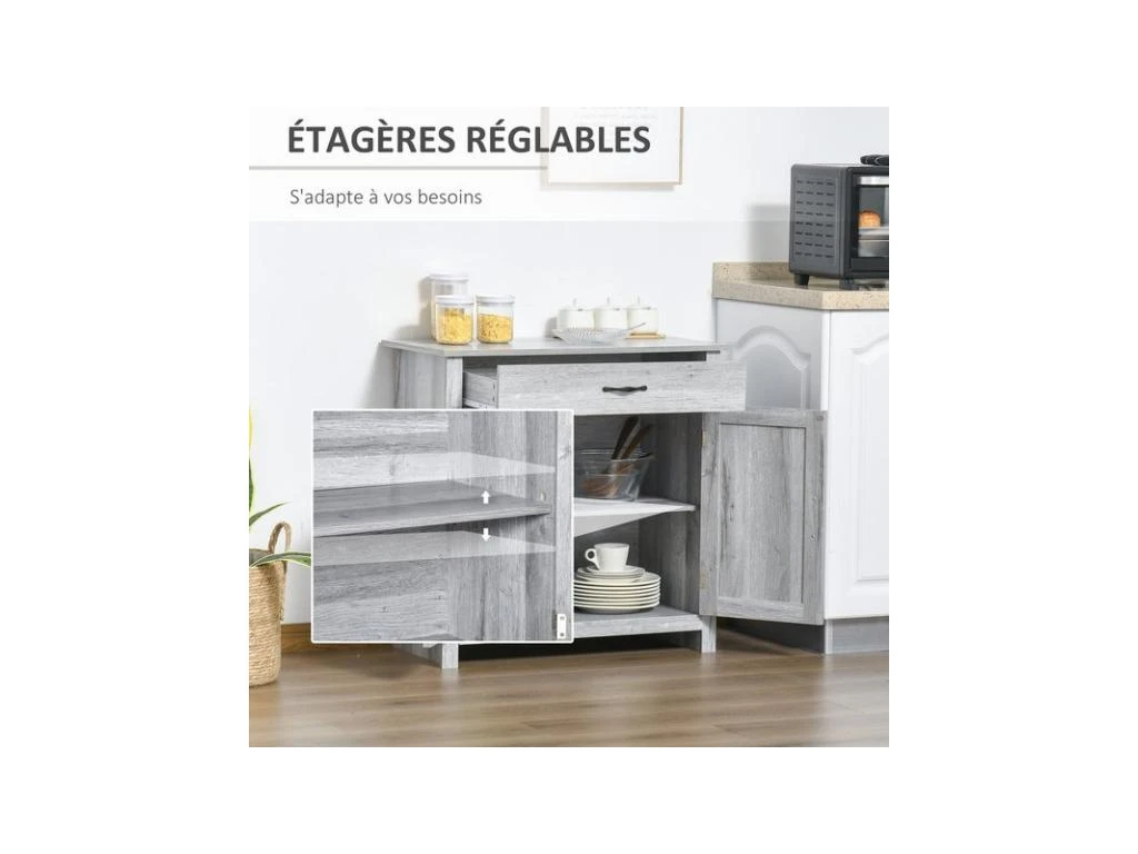 Buffet 2 Portes MARY Gris Clair 4 Buffet 2 Portes MARY Gris Clair – Image 4