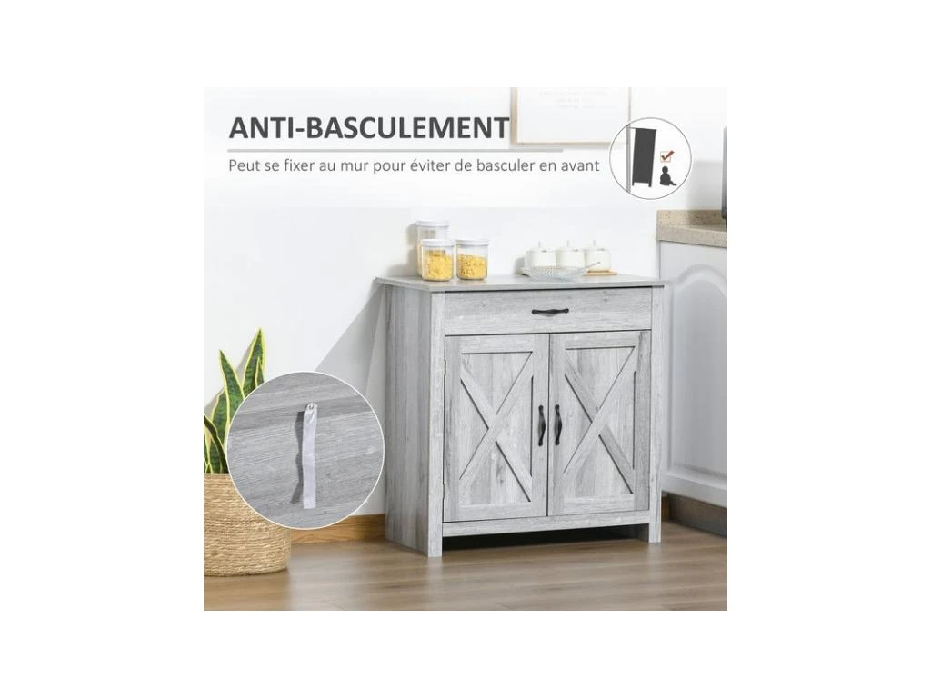 Buffet 2 Portes MARY Gris Clair 6 Buffet 2 Portes MARY Gris Clair – Image 6