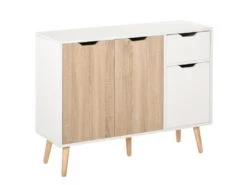 Buffet Scandinave LEON Chêne Et Blanc