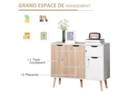 Buffet Scandinave LEON Chêne Et Blanc -Mobilier De Restaurant buffet 19194227