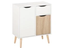 Meuble De Rangement Scandinave SVEN Blanc Et Chêne Clair