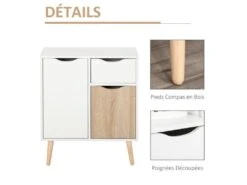 Meuble De Rangement Scandinave SVEN Blanc Et Chêne Clair -Mobilier De Restaurant buffet 19194481