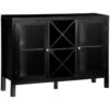 Buffet Meuble De Rangement Vitré BONNIE Noir