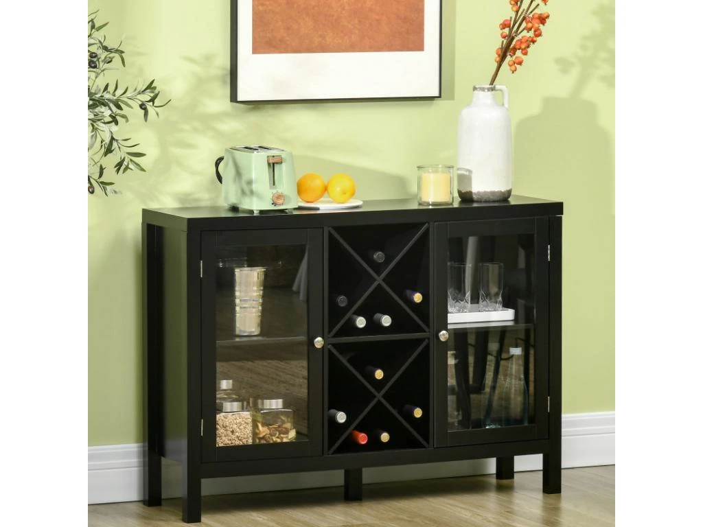 Buffet Meuble De Rangement Vitré BONNIE Noir 2 Buffet Meuble De Rangement Vitré BONNIE Noir – Image 2
