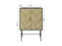 Bahut 2 Portes - Bois Et Metal Noir - L 80 X P 40 X H 122 - BROOKLYN -Mobilier De Restaurant buffet 19379373