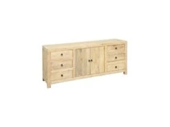 Buffet 6 Tiroirs 2 Portes Bois Naturel Clair - ODENSE