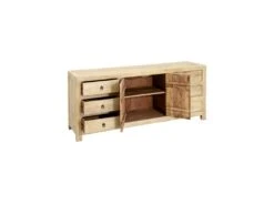 Buffet 6 Tiroirs 2 Portes Bois Naturel Clair - ODENSE -Mobilier De Restaurant buffet 19438015