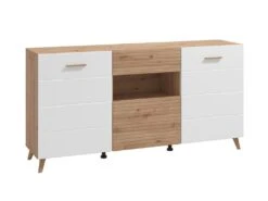 Buffet Avec 3 Portes, 1 Tiroir Et 1 Niche En MDF - Naturel Clair Et Blanc - EZGI -Mobilier De Restaurant buffet 19461753