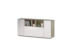 Buffet 3 Portes Blanc/Chêne - ARTICA - L 150 X L 41 X H 76 Cm -Mobilier De Restaurant buffet 19720611