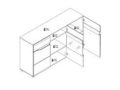 Buffet 3 Portes Blanc/Chêne à LED - ONIEL - L 150 X L 40.5 X H 85 Cm -Mobilier De Restaurant buffet 19720629