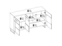 Buffet 3 Portes Chêne Foncé à LEDs - VARSOVIE - L 150.5 X L 40 X H 84.5 Cm -Mobilier De Restaurant buffet 19720845
