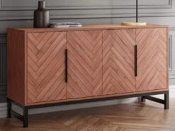 Buffet 4 Portes - Bois D'acacia Et Métal - Naturel Et Noir - VEDILA -Mobilier De Restaurant buffet 19917587