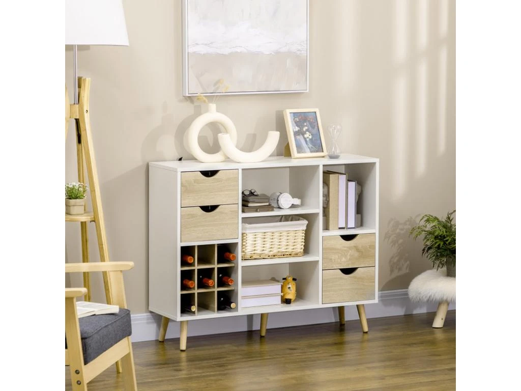 Buffet Scandinave ALCOY Blanc Et Bois 2 Buffet Scandinave ALCOY Blanc Et Bois – Image 2