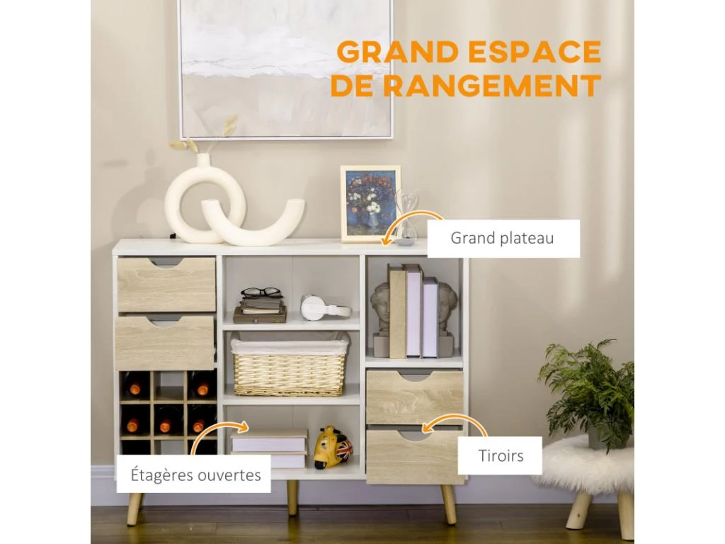 Buffet Scandinave ALCOY Blanc Et Bois 4 Buffet Scandinave ALCOY Blanc Et Bois – Image 4