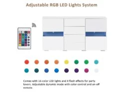 Buffet De Rangement Avec 16 Couleurs LED Pour Salon - Blanc 8 Buffet De Rangement Avec 16 Couleurs LED Pour Salon - Blanc -Mobilier De Restaurant buffet 21026161