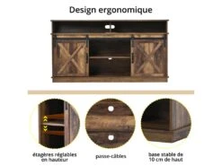 Buffet Avec 2 Portes Coulissantes + Compartiments - étagères Réglables - Marron -Mobilier De Restaurant buffet 21026195