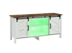 Buffet Avec 2 Portes Coulissantes + Compartiments + LED - étagères Réglables - Marron -Mobilier De Restaurant buffet 21026395