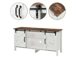 Buffet Avec 2 Portes Coulissantes + Compartiments + LED - étagères Réglables - Marron -Mobilier De Restaurant buffet 21026397