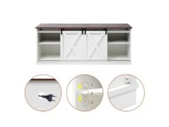 Buffet Avec 2 Portes Coulissantes + Compartiments - étagères Réglables - Blanc -Mobilier De Restaurant buffet 21026415