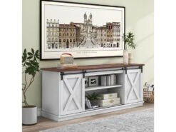 Buffet Avec 2 Portes Coulissantes + Compartiments - étagères Réglables - Blanc -Mobilier De Restaurant buffet 21026429