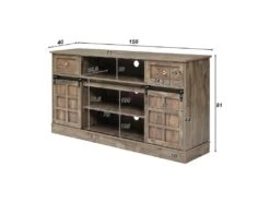 Buffet Avec 2 Portes Coulissantes + Compartiments - étagères Réglables - Naturel -Mobilier De Restaurant buffet 21026569