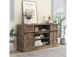 Buffet Avec 2 Portes Coulissantes + Compartiments - étagères Réglables - Naturel -Mobilier De Restaurant buffet 21026575