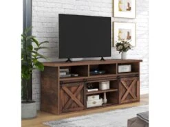 Buffet Avec 2 Portes Coulissantes + Compartiments - étagères Réglables - Marron Foncé -Mobilier De Restaurant buffet 21026645