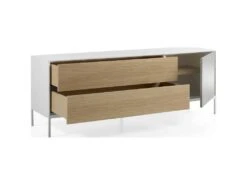 Buffet Bois Chêne Et Laqué Portes Avec Push Pieds époxy Acier Inoxydable -Mobilier De Restaurant buffet 21098101