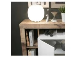 Buffet 2 Portes Blanc Laqué Brillant/Bois Fumé - ISCHIA -Mobilier De Restaurant buffet 21136343