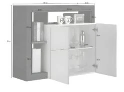 Buffet 2 Portes Blanc Laqué Brillant/Bois Fumé - ISCHIA -Mobilier De Restaurant buffet 21136347