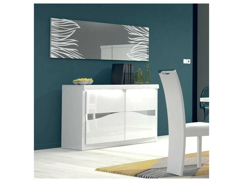 Buffet 2 Portes Blanc Laqué/ Leds - ESPRIT 1 Buffet 2 Portes Blanc Laqué/ Leds - ESPRIT