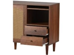 Buffet Avec 3 Portes Et 2 Tiroirs - Portes En Résine Tressée - Style Campagnard - Marron 13 Buffet Avec 3 Portes Et 2 Tiroirs - Portes En Résine Tressée - Style Campagnard - Marron -Mobilier De Restaurant buffet 21268037