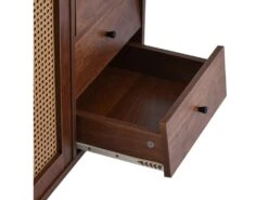 Buffet Avec 3 Portes Et 2 Tiroirs - Portes En Résine Tressée - Style Campagnard - Marron 15 Buffet Avec 3 Portes Et 2 Tiroirs - Portes En Résine Tressée - Style Campagnard - Marron -Mobilier De Restaurant buffet 21268041