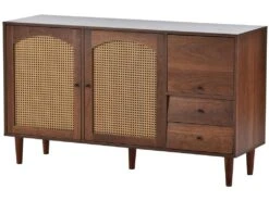 Buffet Avec 3 Portes Et 2 Tiroirs - Portes En Résine Tressée - Style Campagnard - Marron 17 Buffet Avec 3 Portes Et 2 Tiroirs - Portes En Résine Tressée - Style Campagnard - Marron -Mobilier De Restaurant buffet 21268045