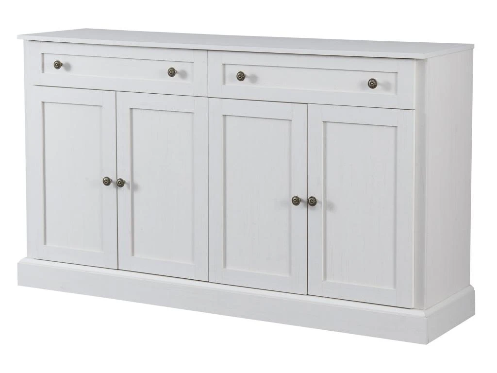 Buffet Avec 4 Portes Et 2 Tiroirs - Bois - Hauteur 150cm - Blanc 6 Buffet Avec 4 Portes Et 2 Tiroirs - Bois - Hauteur 150cm - Blanc – Image 6