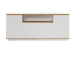 Buffet Avec 4 Portes Et Etagères - Venprodin - 180Cm Pin-Blanc