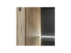 Argentier 2 Portes à LED Chêne Miel/Noir - ADRIEN -Mobilier De Restaurant buffet 21738503