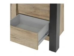 Argentier 2 Portes à LED Chêne Miel/Noir - ADRIEN -Mobilier De Restaurant buffet 21738505