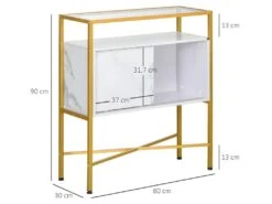 Console Style Art Déco TYSSANDRE Dorée Et Blanche -Mobilier De Restaurant buffet 21987377